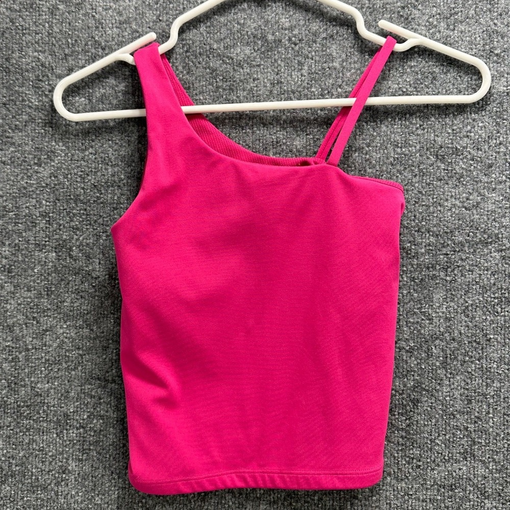 Athleta Girl Kids Pink Asymmetric One Shoulder Double Strap Tank Top Size M 8-10